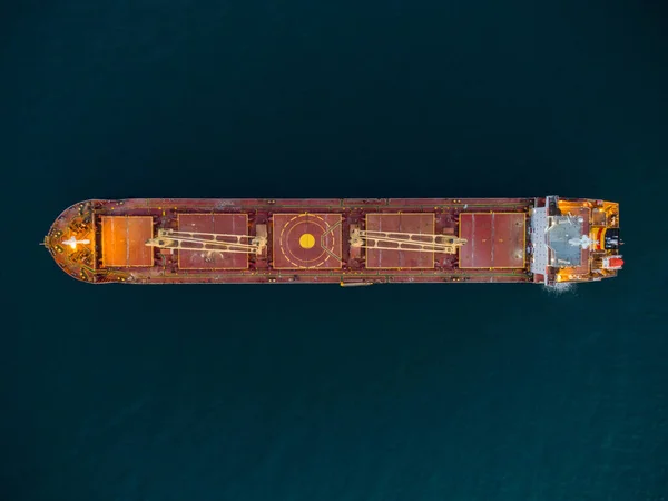 Large General Cargo Ship Tanker Bulk Carrier Aerial Top View — Stok fotoğraf