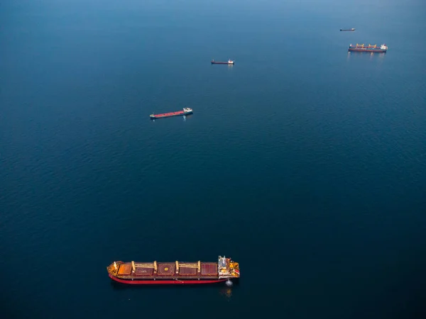 Large General Cargo Ship Tanker Bulk Carrier Aerial Top View — Foto de Stock