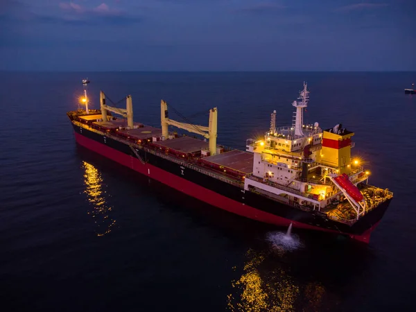 Large General Cargo Ship Tanker Bulk Carrier Aerial Top View — 스톡 사진