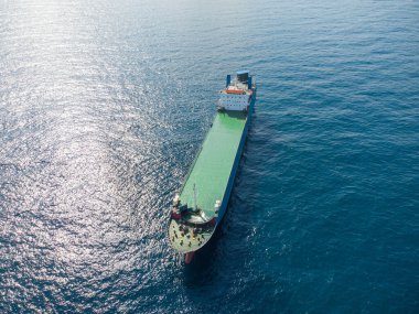 Aerial drone top down view of empty car ferry boat