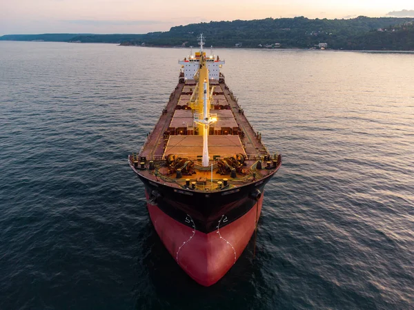 Large General Cargo Ship Tanker Bulk Carrier Aerial Top View — Stockfoto