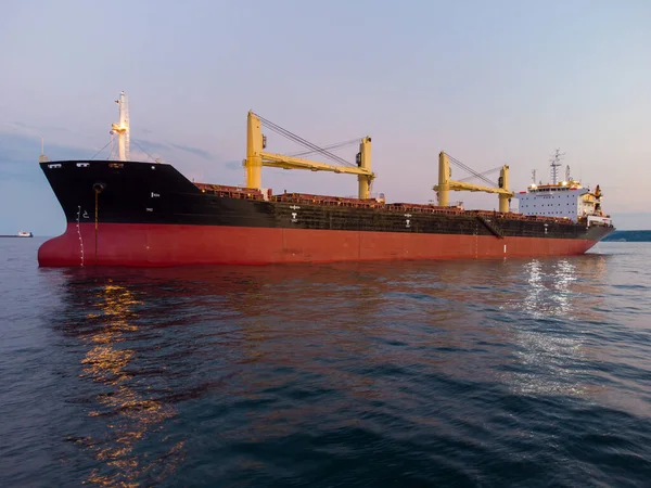 Large General Cargo Ship Tanker Bulk Carrier Aerial Top View — 图库照片