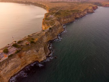 Aerial top view of Cape Kaliakra on the Black Sea shore in Bulgaria
