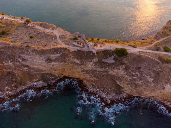 Aerial Top View Cape Kaliakra Black Sea Shore Bulgaria — 图库照片