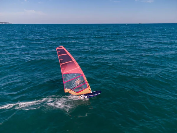 Skiing Windsurfing Sea Waves Sunset — Stockfoto