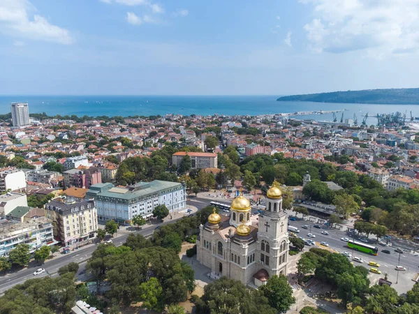 Aerial Top View Cathedral Assumption Varna — Stock fotografie