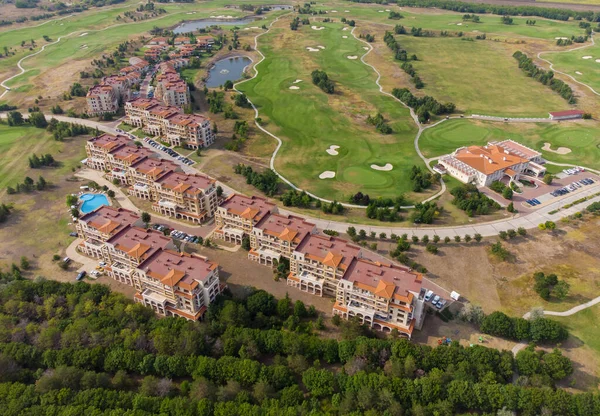 Modern Cottage Village Luxury Houses Swimming Pools Golf Courses Aerial — Stock Photo, Image