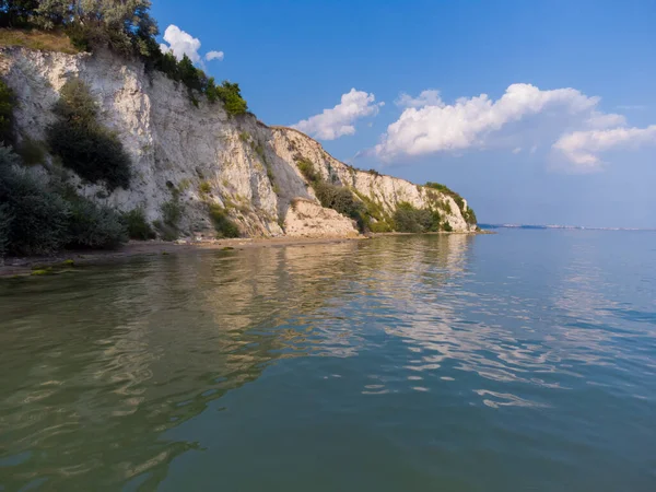 Aerial top view of the scenic Cliffs on a sea coast.