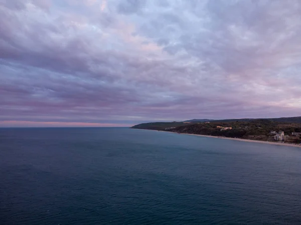Zonsondergang Hemel Boven Zee Avond Met Kleurrijke Wolken Oranje Vanuit — Stockfoto