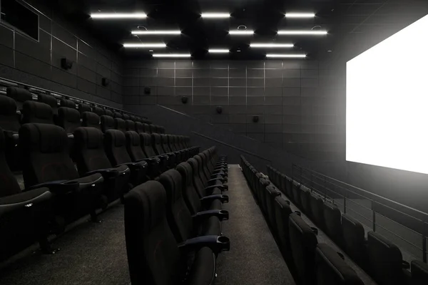 Empty Cinema Hall Black Seats Walls Movie Theatre Nobody — Stock Photo, Image