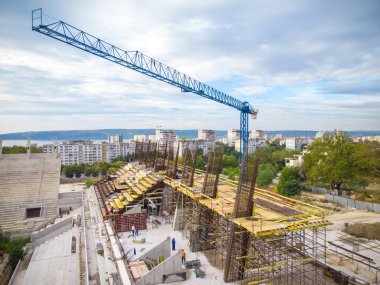 Stadyumun hava manzarasının inşaatı
