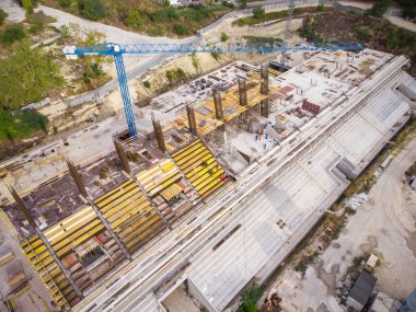 Stadyumun hava manzarasının inşaatı