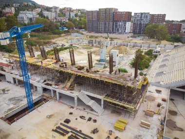 Stadyumun hava manzarasının inşaatı