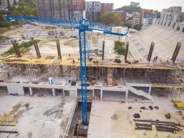 Stadyumun hava manzarasının inşaatı