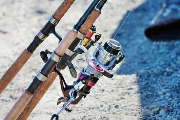 Fragment Fishing rods with reels — Stock Photo, Image