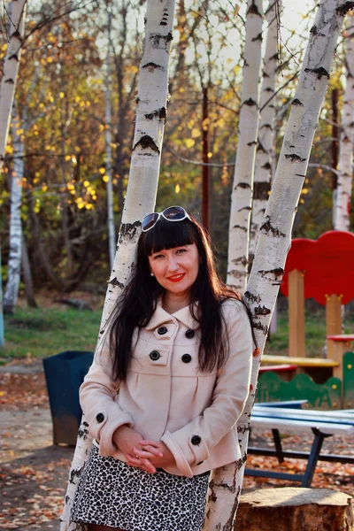 Girl about birches in the Children — Stock Photo, Image