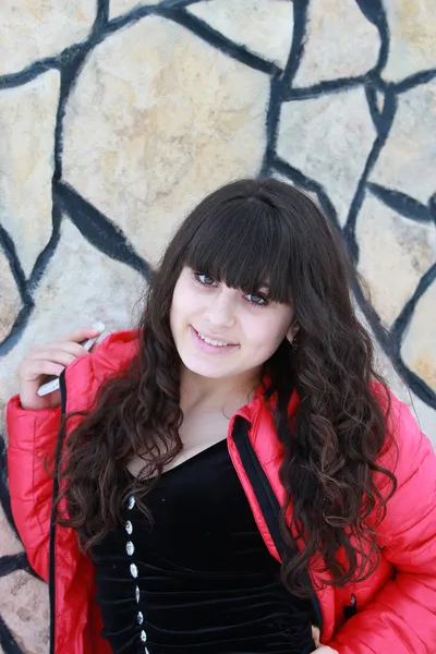 Daire hong Konggülümseyen kız bose taş duvar