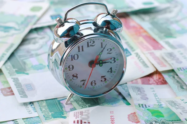 Alarm and Russian money — Stock Photo, Image