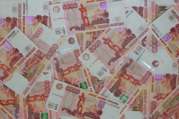 Background of five thousandth Russian banknotes — Stock Photo, Image