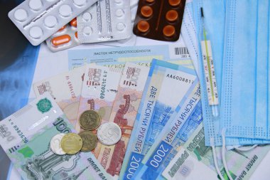 Rus parasının arka planına karşı engelli belgesi