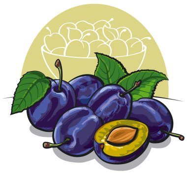 Ripe plums clipart