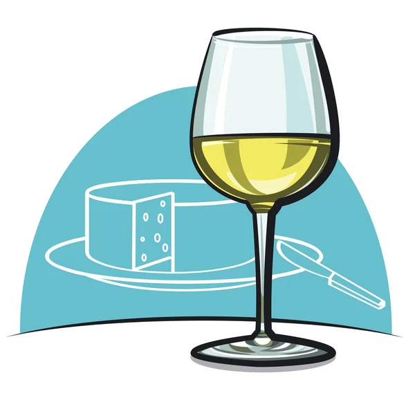 Wineglass με λευκό ξηρό κρασί — Διανυσματικό Αρχείο