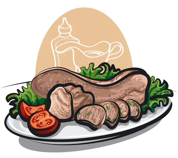 Langue de bœuf bouillie — Image vectorielle