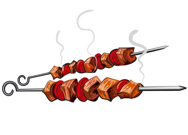 Grilled meat kebab — Stock Vector