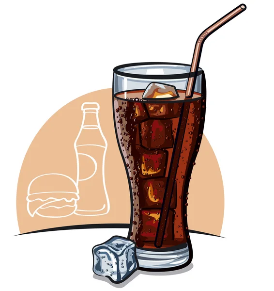 Glas Cola mit Eis — Stockvektor