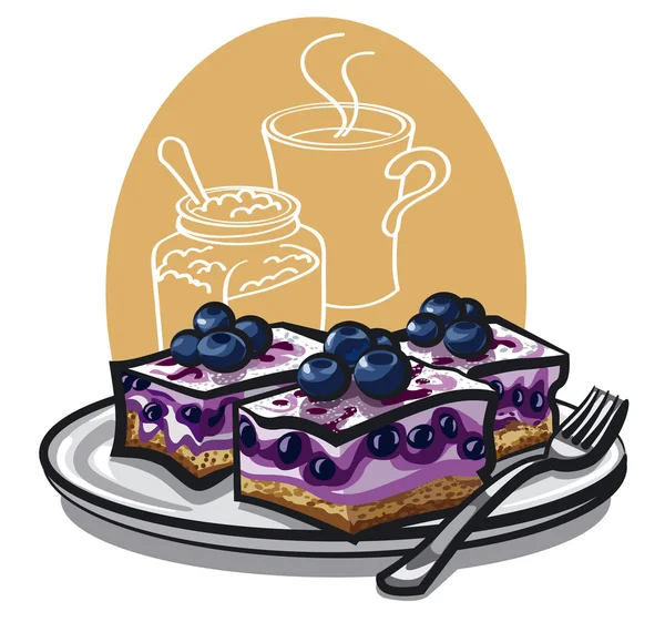 ブルーベリーのケーキ — ストックベクタ