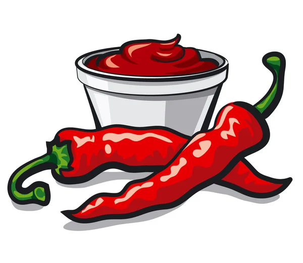 Chilischoten und Ketchup — Stockvektor