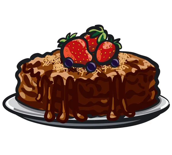 Шоколадний пиріг з ягодами — стоковий вектор