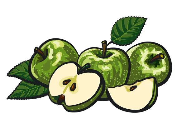 Grüne Äpfel — Stockvektor
