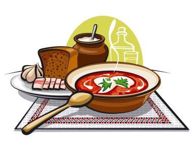 Pancar çorbası çorba ve domuz yağı sarımsak ile