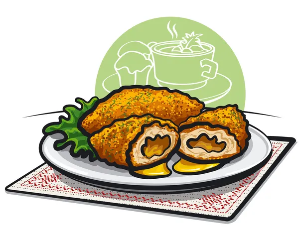 Escalope de poulet kiev — Image vectorielle