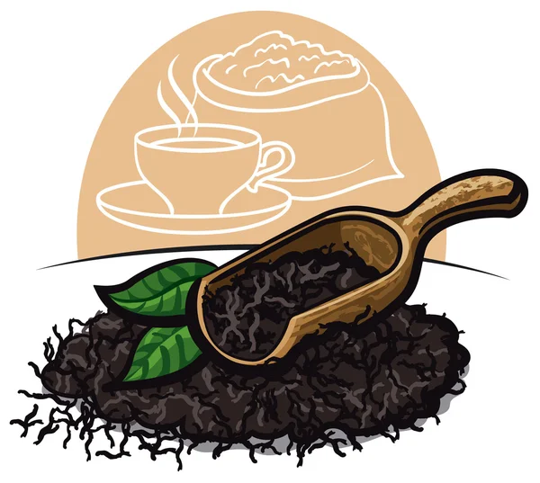 Folhas de chá preto seco — Vetor de Stock