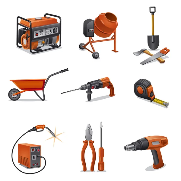Ikony stavebních nástrojů Stock Ilustrace