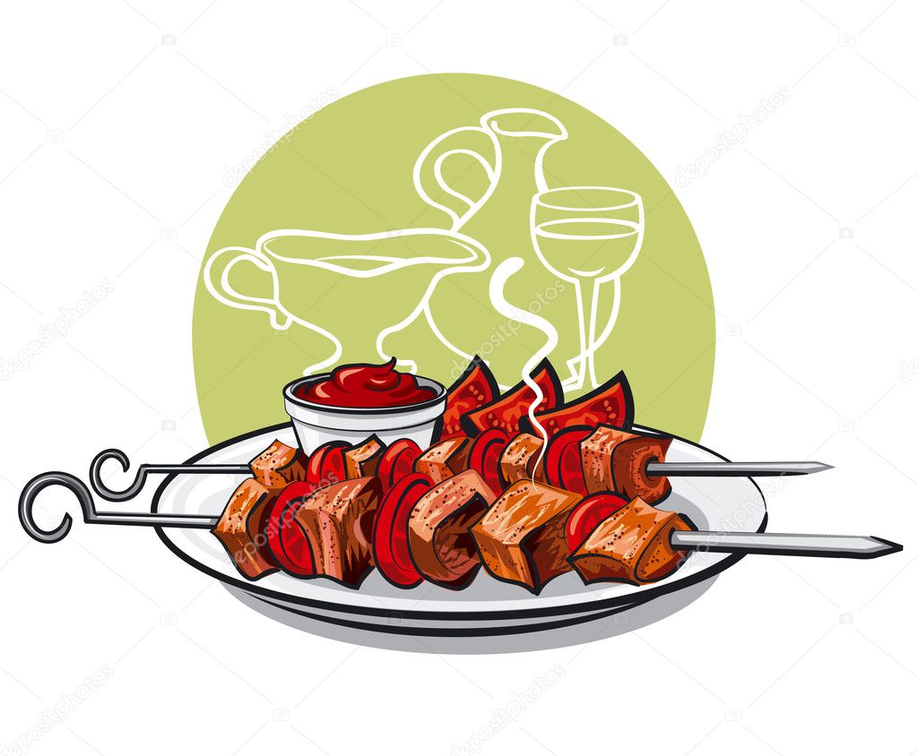 grilled meat kebab
