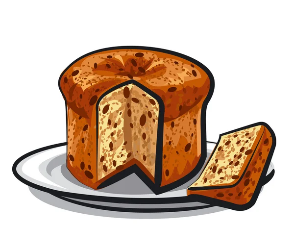 Kuru üzümlü kek panettone — Stok Vektör