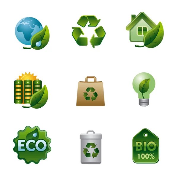 Eco and bio icon set — Stock Vector