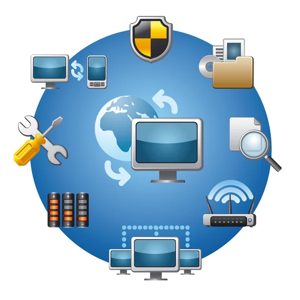 コンピュータネットワークアイコンセット — ストックベクタ
