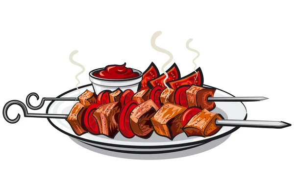 Kebab a la parrilla — Vector de stock