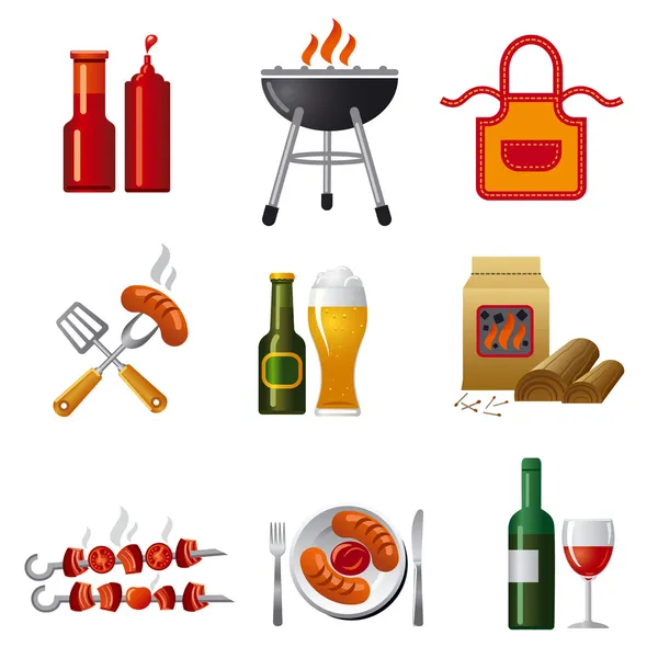 Barbecue pictogrammenset — Stockvector