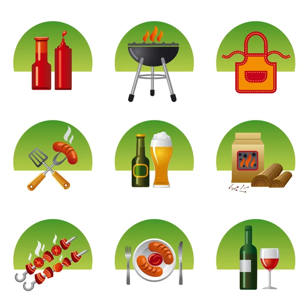 Barbekü Icon set — Stok Vektör