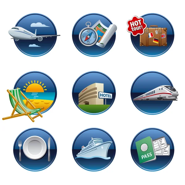 Travel icon set buttons — Stock Vector