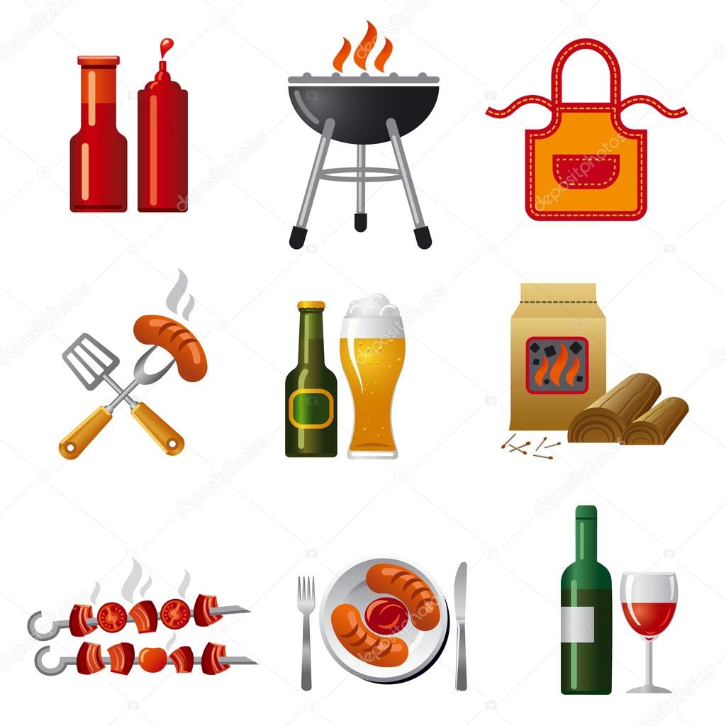 barbecue icon set