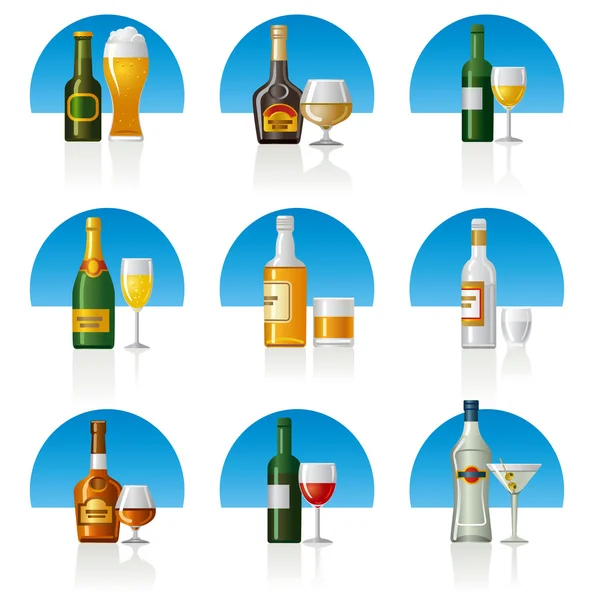 Alkohol drycker Ikonuppsättning — Stock vektor