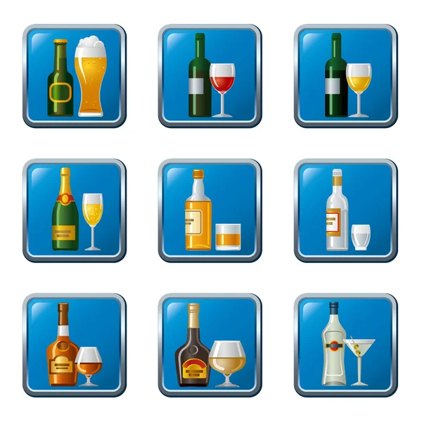 Alcohol drinks icon set — Stock Vector