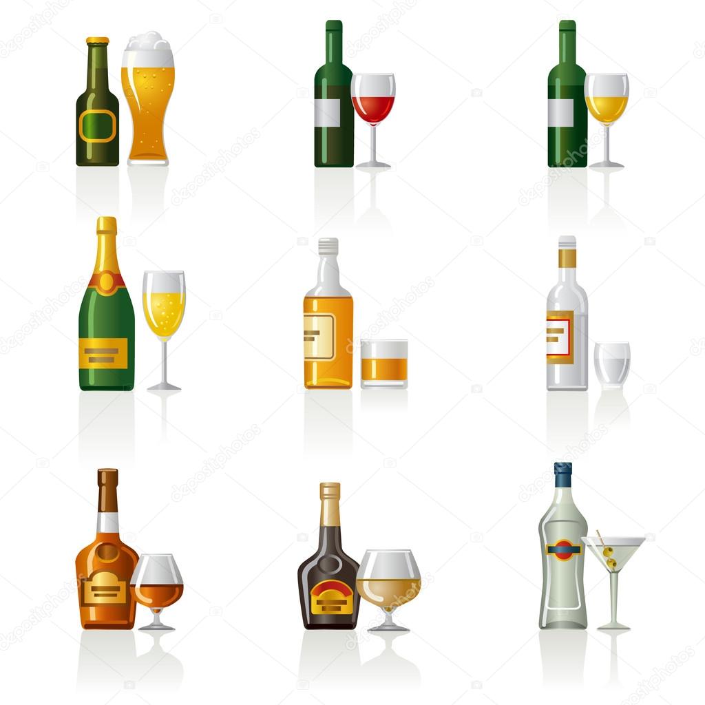 alcohol drinks icon set