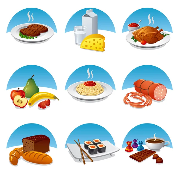 Essen und Mahlzeit Icon Set — Stockvektor